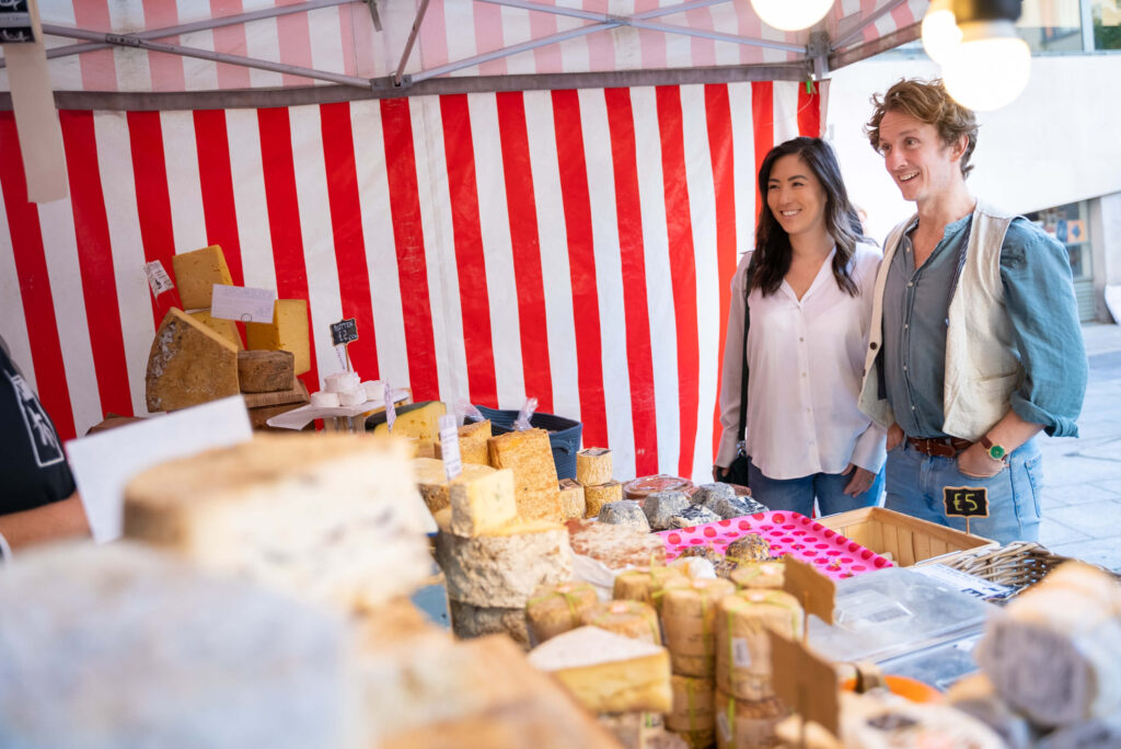 A couple look at a stall in one of the free activities in Dublin this weekend